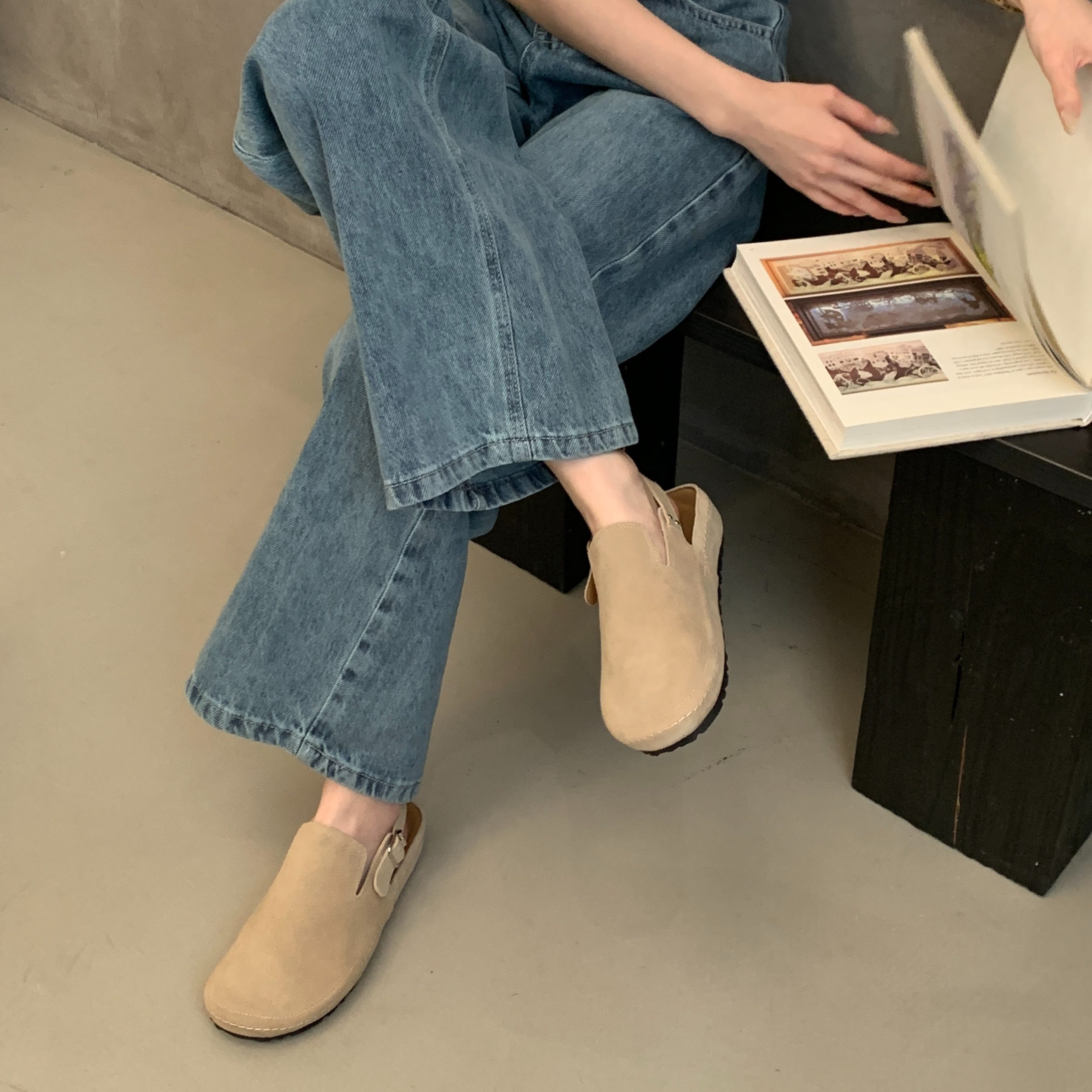 New Matte Suede Birkenstock Thick Sole Sandals 2026 Spring Summer Korean Style Flat Outdoor Bo Ken Shoes - Image 2